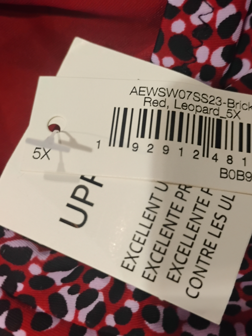 Amazon Essentials Red Patterned High-Waist Swim Bottom - Picture 10 of 11